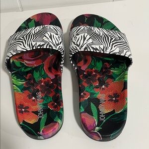 Johnny Was women sandals Pool zebra  Floral Sandals sz 8